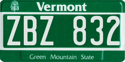 VT license plate ZBZ832