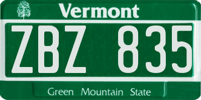 VT license plate ZBZ835