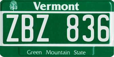 VT license plate ZBZ836