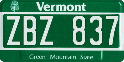 VT license plate ZBZ837