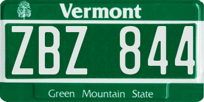 VT license plate ZBZ844