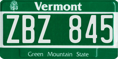 VT license plate ZBZ845