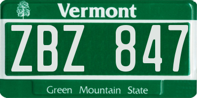 VT license plate ZBZ847