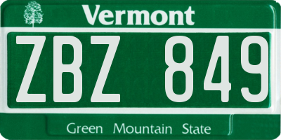 VT license plate ZBZ849