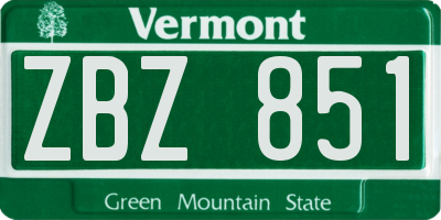 VT license plate ZBZ851