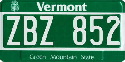 VT license plate ZBZ852