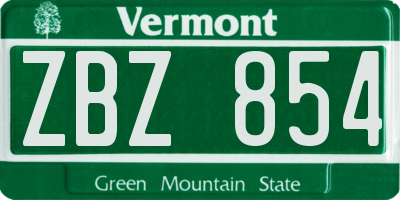 VT license plate ZBZ854