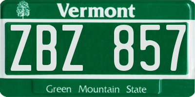 VT license plate ZBZ857