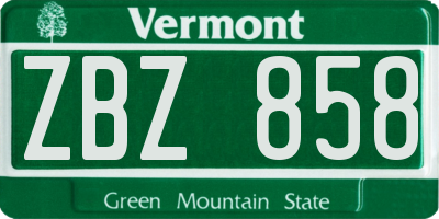 VT license plate ZBZ858