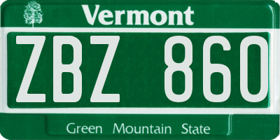 VT license plate ZBZ860