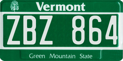 VT license plate ZBZ864