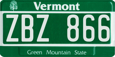 VT license plate ZBZ866