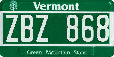 VT license plate ZBZ868
