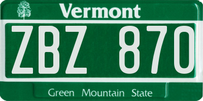 VT license plate ZBZ870