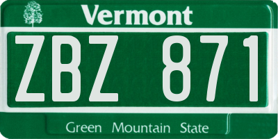VT license plate ZBZ871