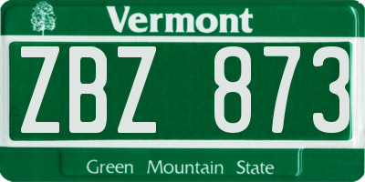 VT license plate ZBZ873