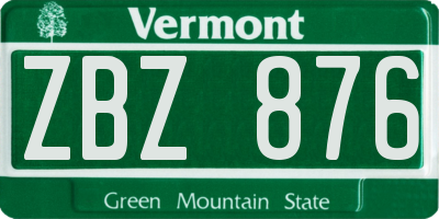 VT license plate ZBZ876