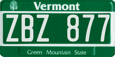 VT license plate ZBZ877