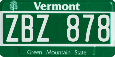 VT license plate ZBZ878