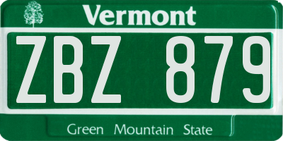 VT license plate ZBZ879