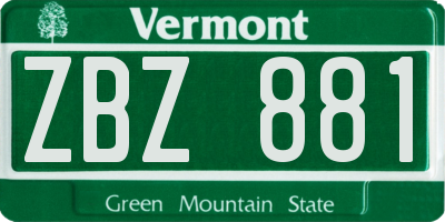 VT license plate ZBZ881