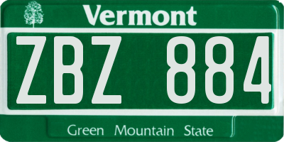 VT license plate ZBZ884
