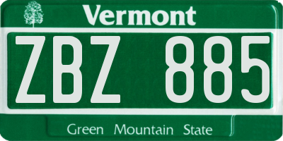 VT license plate ZBZ885