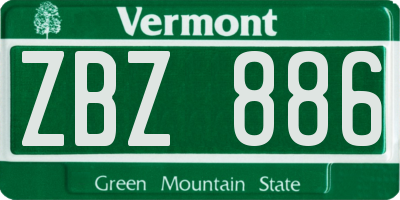 VT license plate ZBZ886