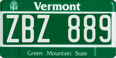 VT license plate ZBZ889