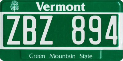VT license plate ZBZ894