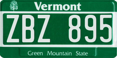 VT license plate ZBZ895