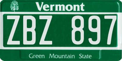 VT license plate ZBZ897