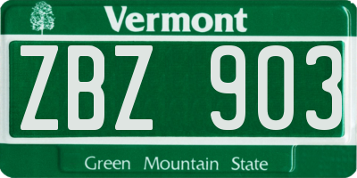 VT license plate ZBZ903