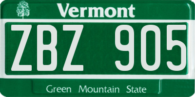 VT license plate ZBZ905