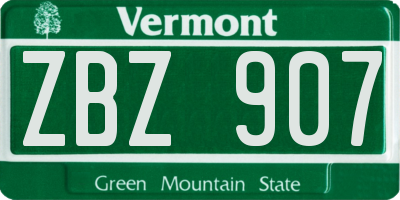 VT license plate ZBZ907