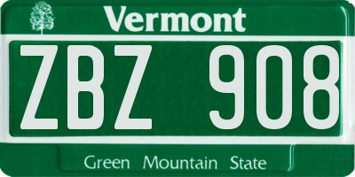 VT license plate ZBZ908