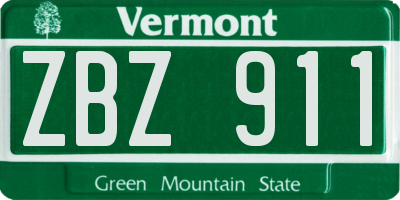 VT license plate ZBZ911