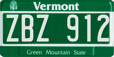 VT license plate ZBZ912