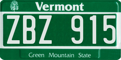 VT license plate ZBZ915