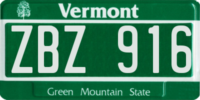 VT license plate ZBZ916