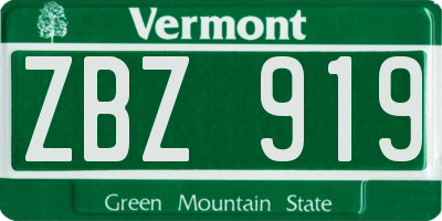 VT license plate ZBZ919