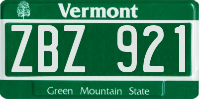VT license plate ZBZ921