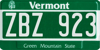 VT license plate ZBZ923
