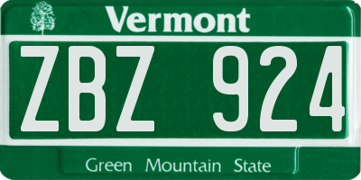 VT license plate ZBZ924