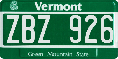 VT license plate ZBZ926