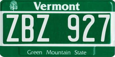 VT license plate ZBZ927