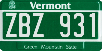 VT license plate ZBZ931