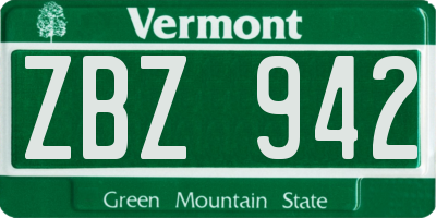VT license plate ZBZ942