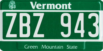 VT license plate ZBZ943