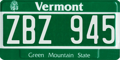 VT license plate ZBZ945
